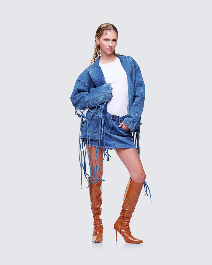 Kumi Blue Denim Macrame Jacket