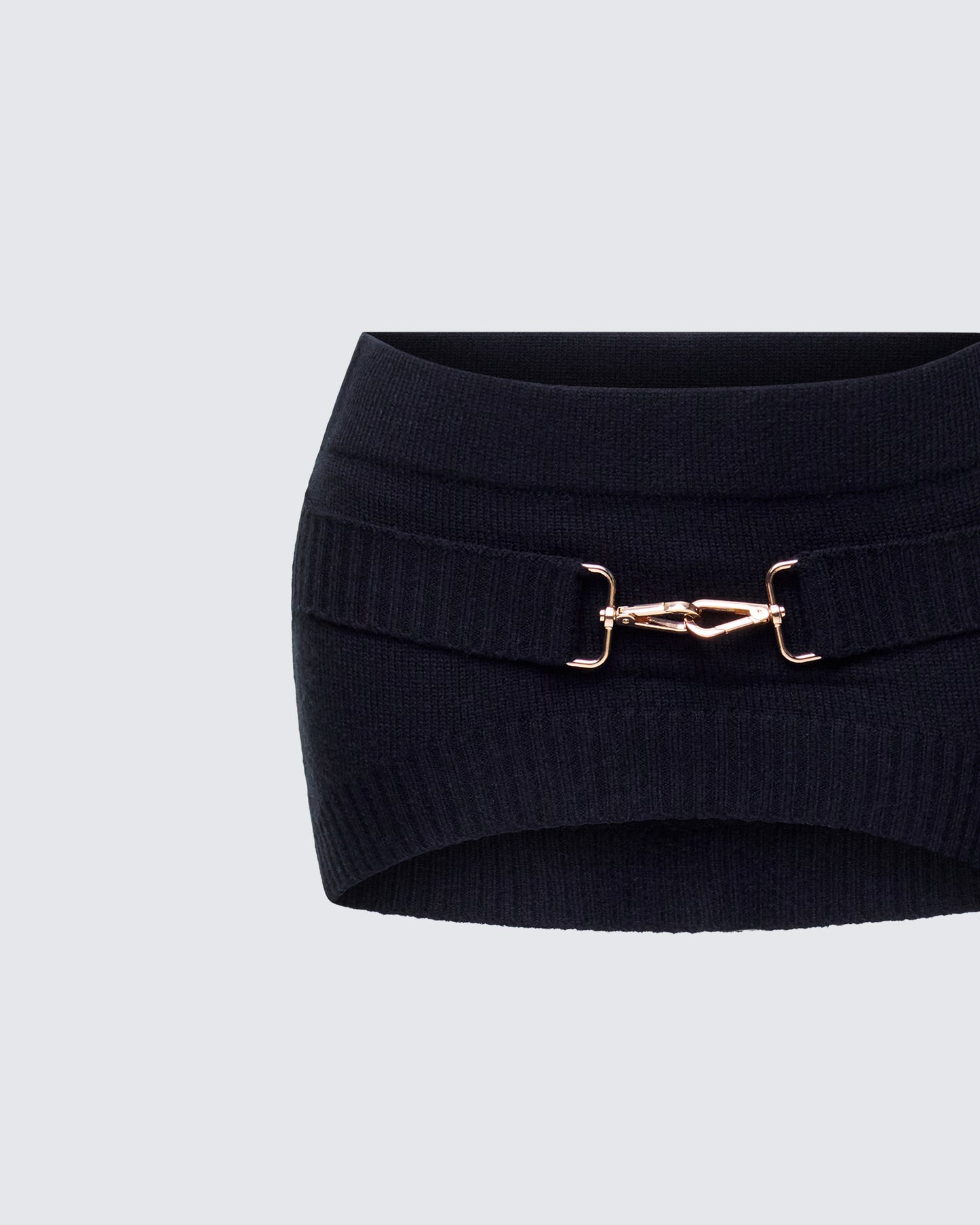 Layla Black Knit Trim Belt Mini Skirt