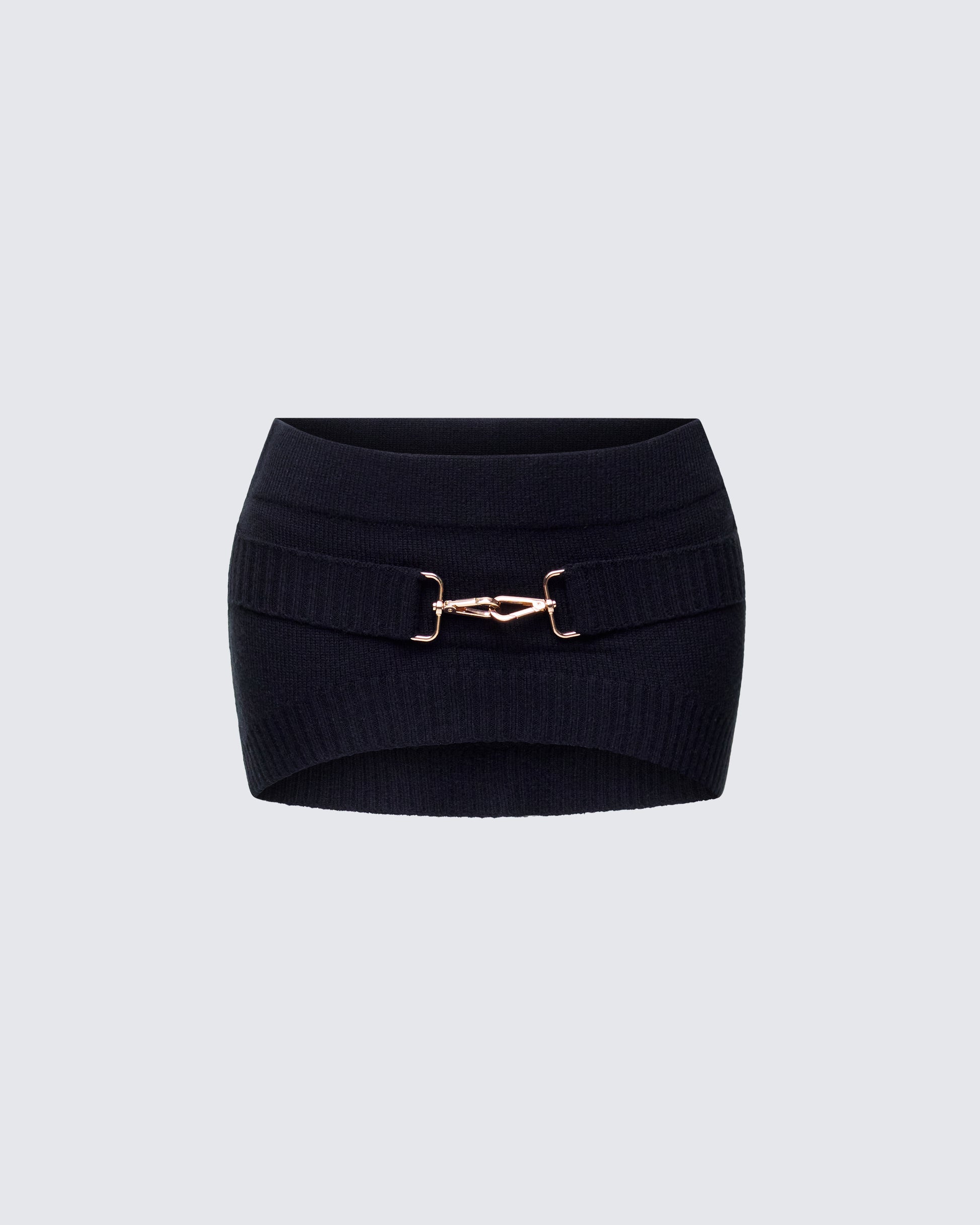 Layla Black Knit Trim Belt Mini Skirt product front