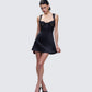 Women's black mini dress styled on model – FINESSE