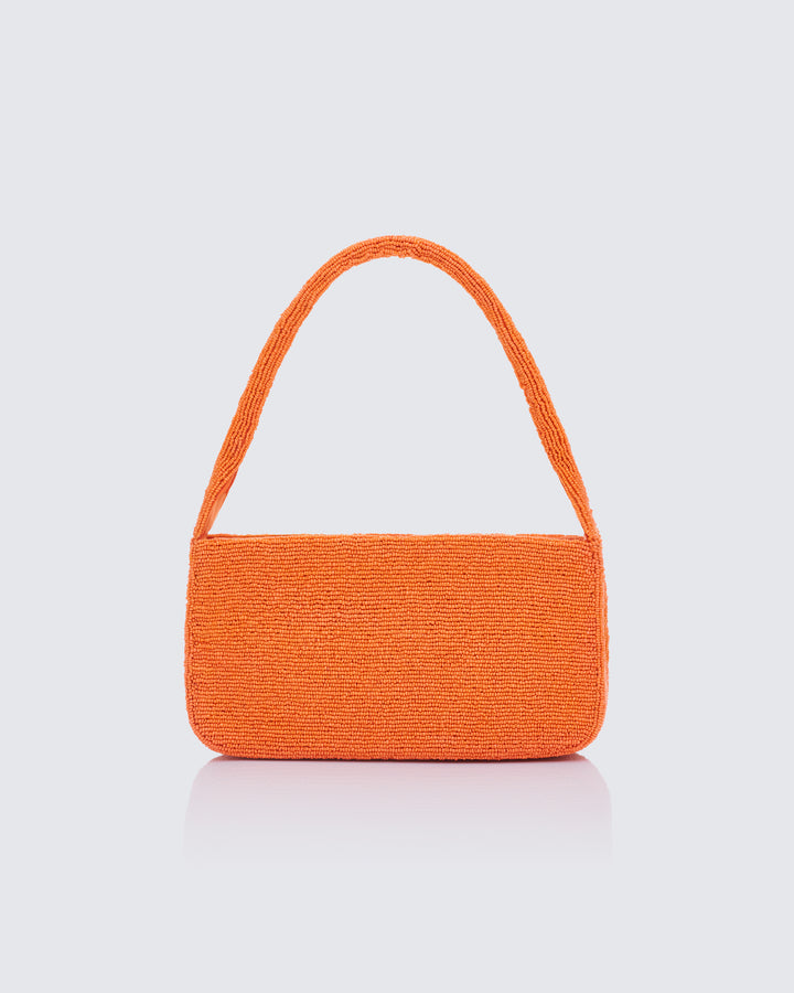 Mahira Orange Embellished Flower Bag