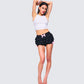 Women's black cotton shorts alternate angle – FINESSE