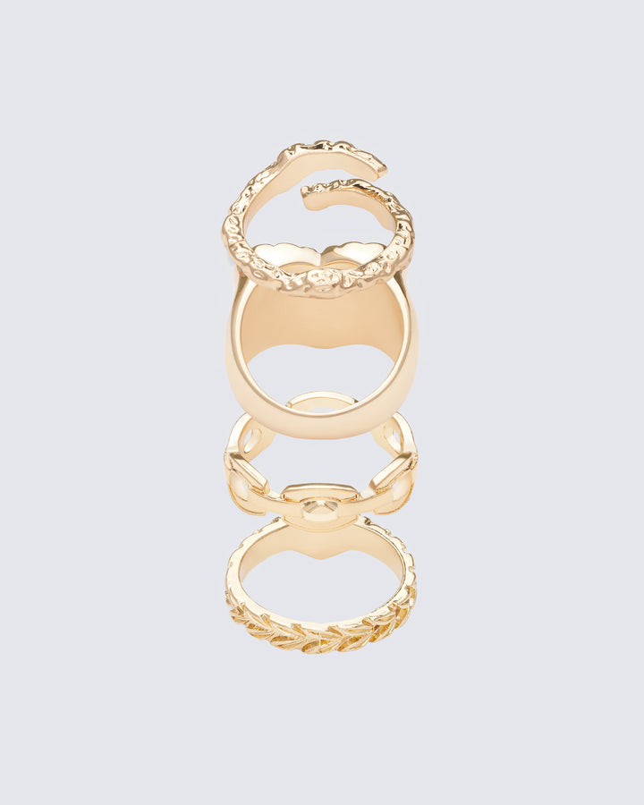 Nuala Gold Ring Set - 4 Pack
