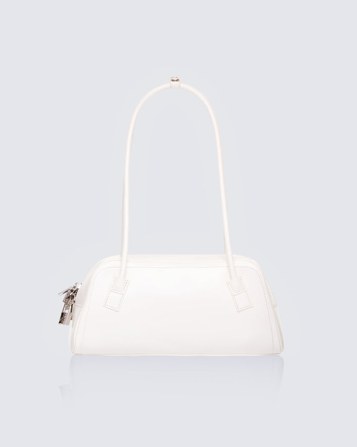 Nyra White Iconic Bowler Bag