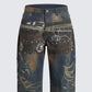 Octavia Multi Printed Denim Wide Leg Jean
