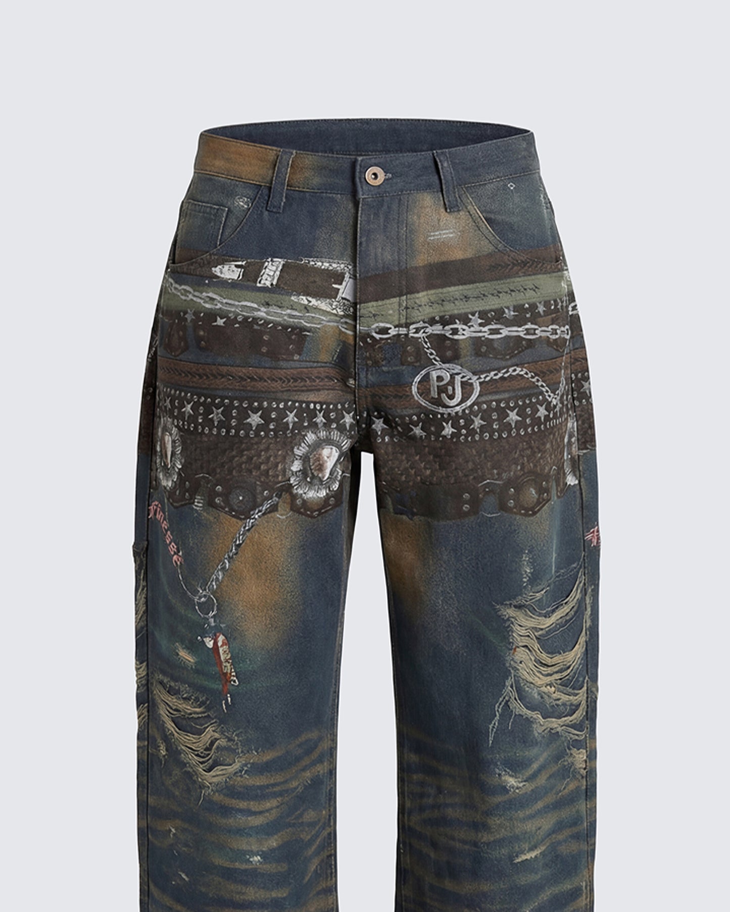 Octavia Multi Printed Denim Wide Leg Jean
