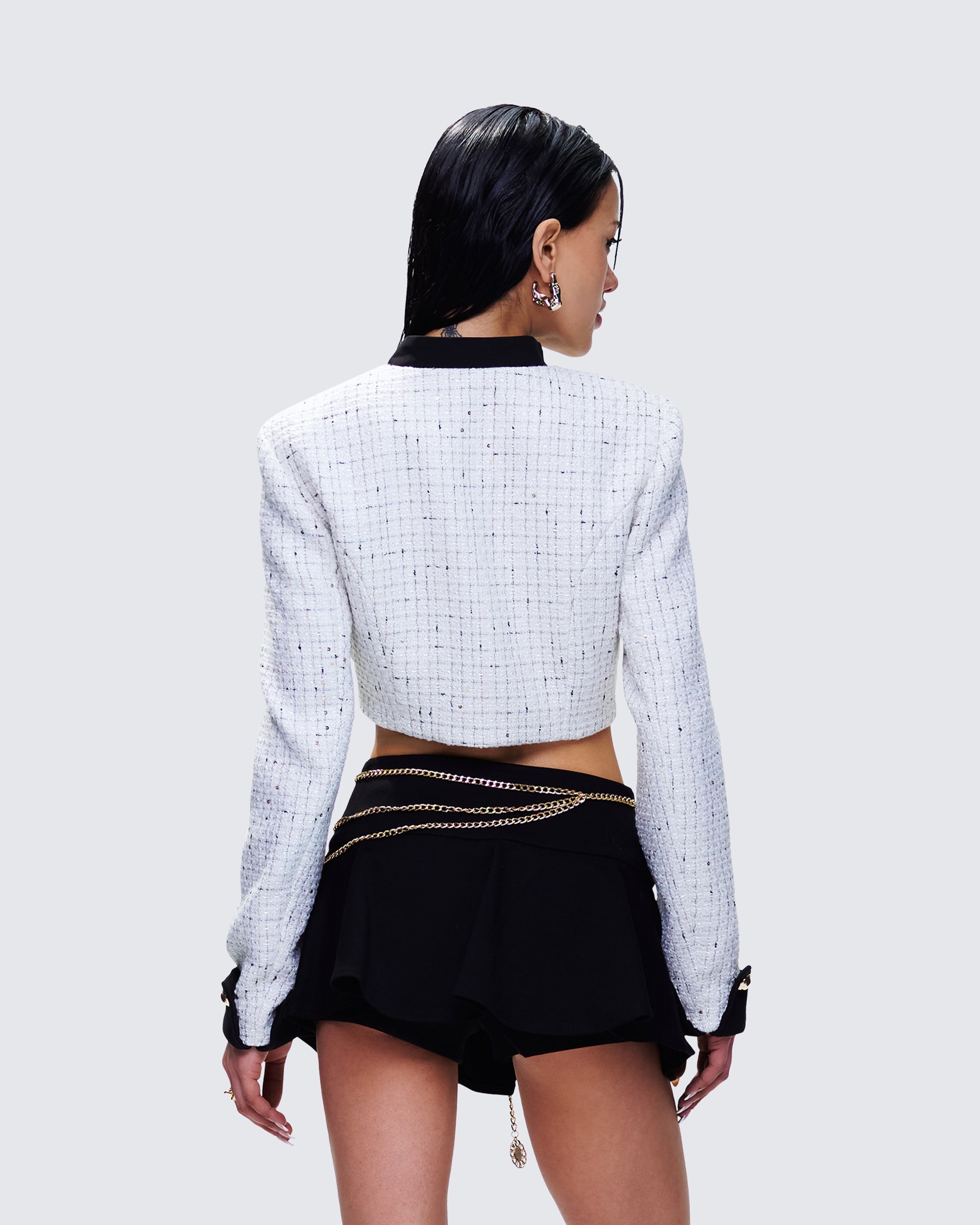 Women's ivory jacket close-up detail – FINESSE