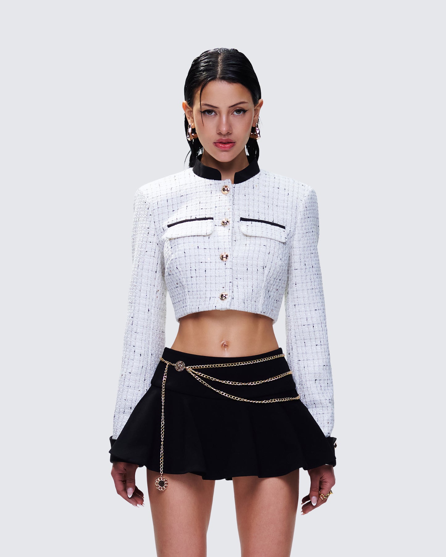 Women's ivory jacket front view – FINESSE