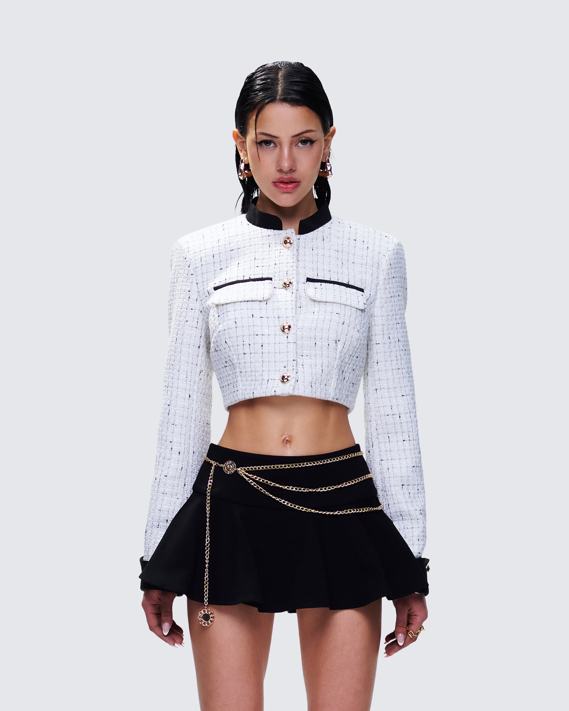 Women's ivory jacket front view – FINESSE