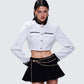 Women's ivory jacket styled on model – FINESSE