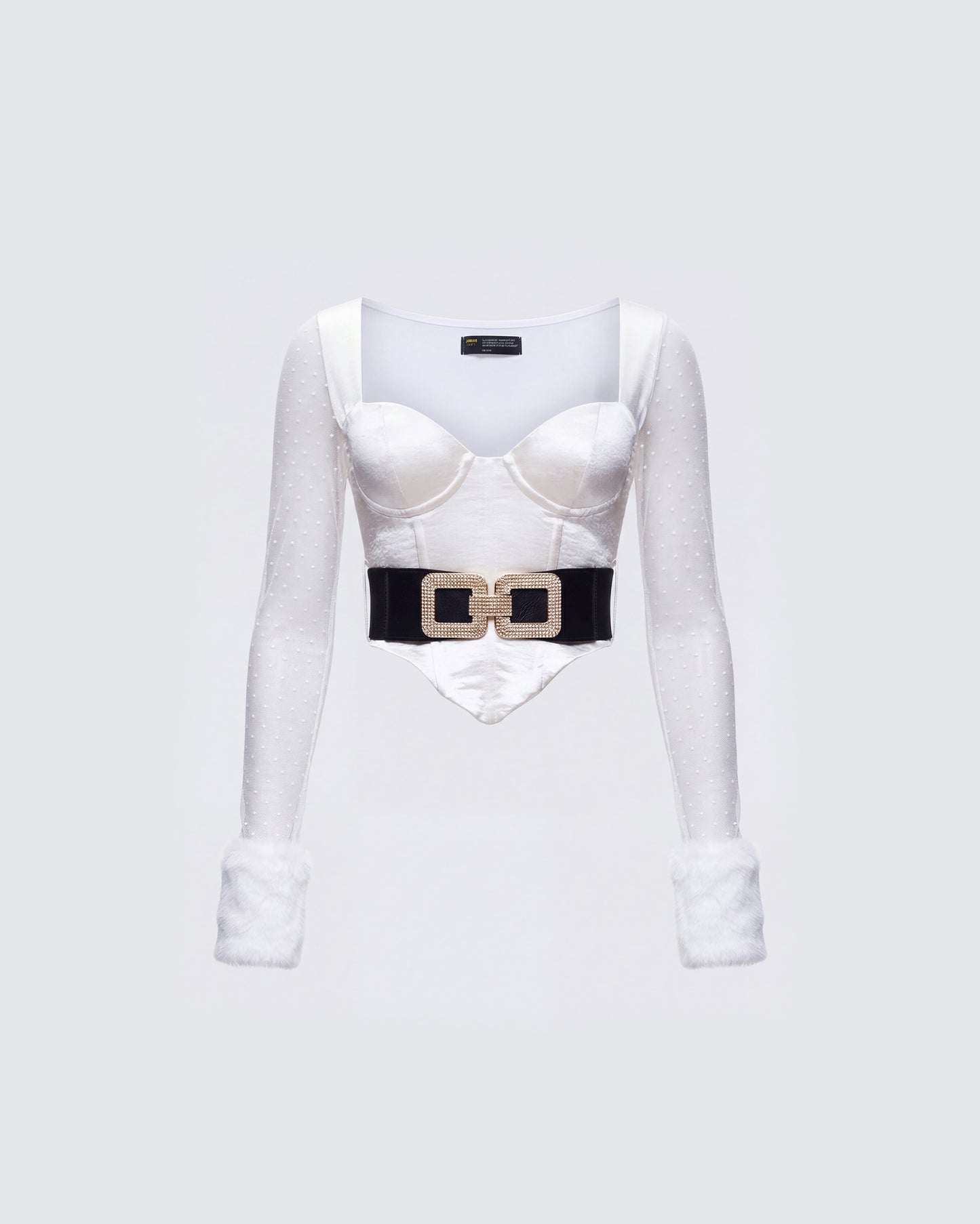 Rae Ivory Fur Cuff Corset Top