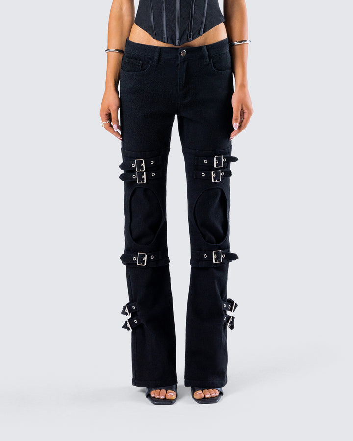 Women's black cotton bottoms close-up detail – FINESSE