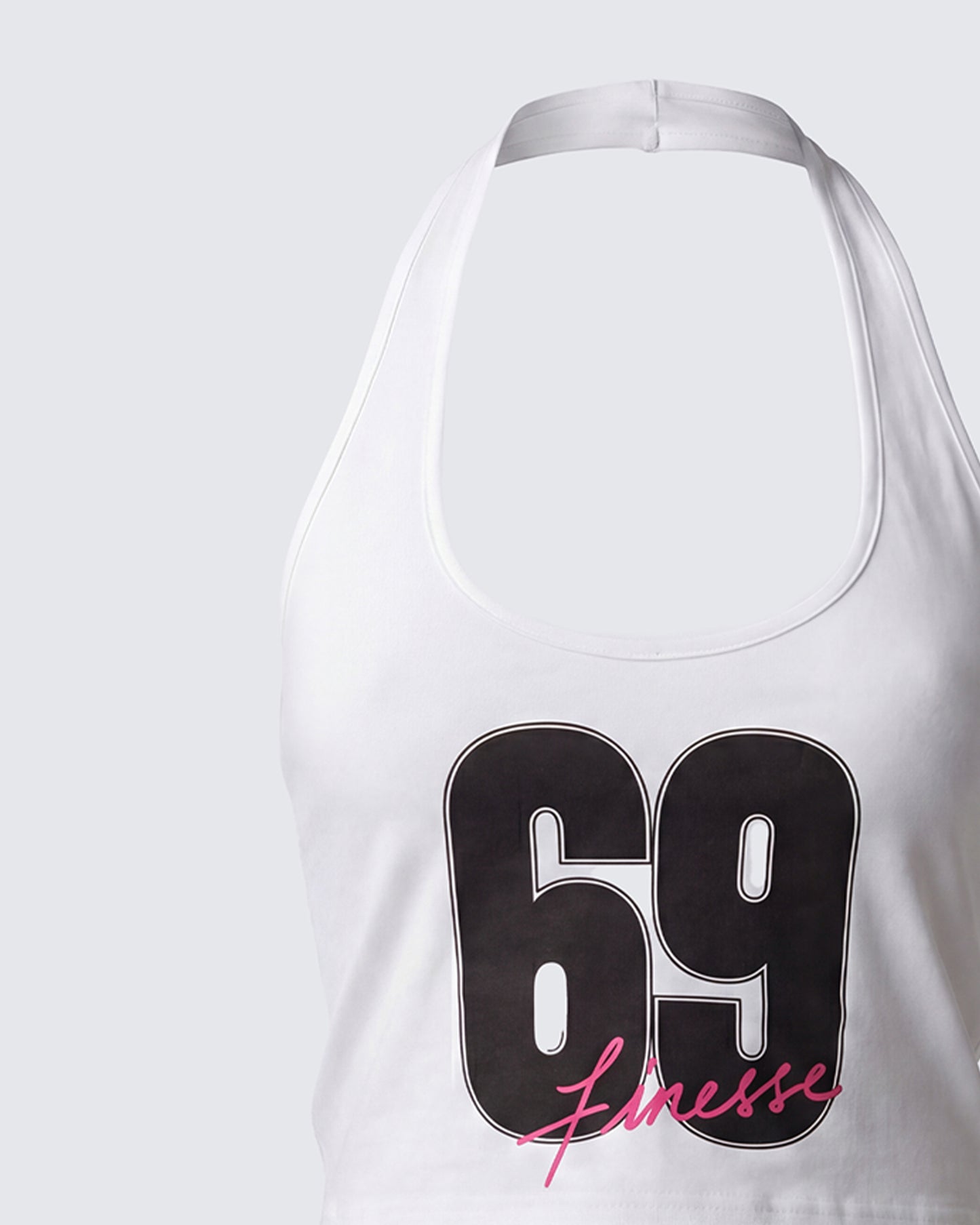 Shiloh White Graphic Halter Tank