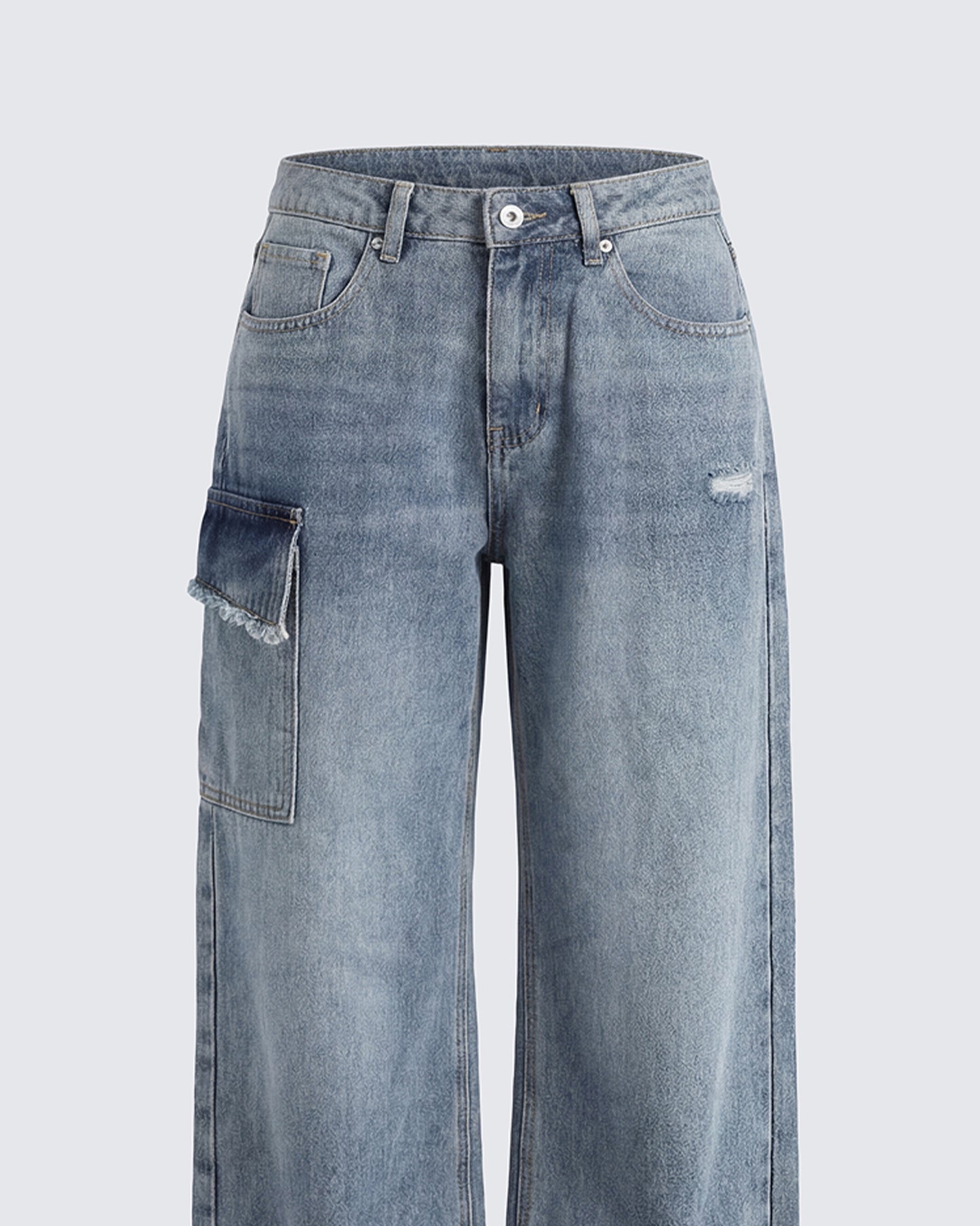 Stems Blue Cargo Boyfriend Low Waist Jean