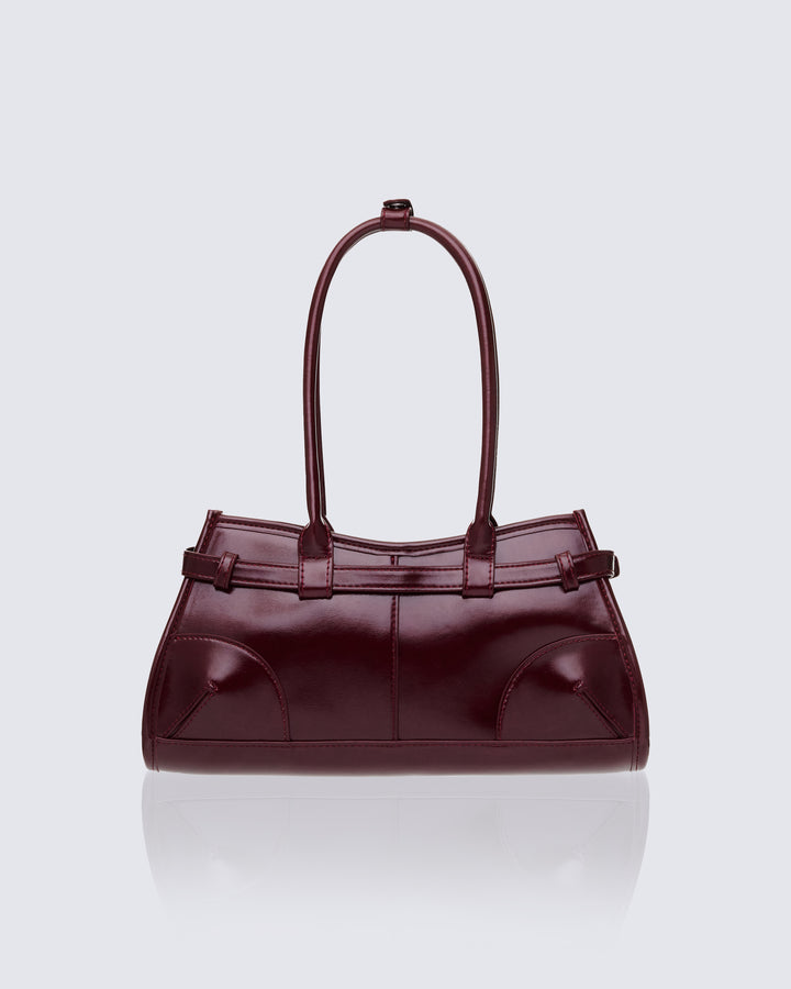 Talya Burgundy Belted Lady Bag