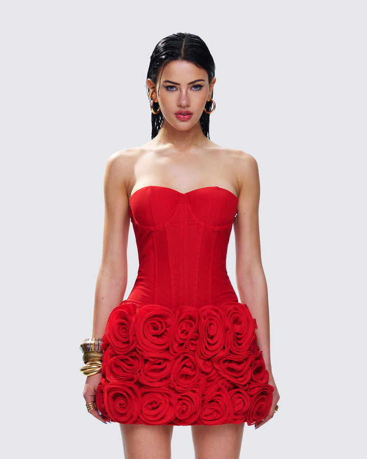 Women's red corset top close-up detail – FINESSE