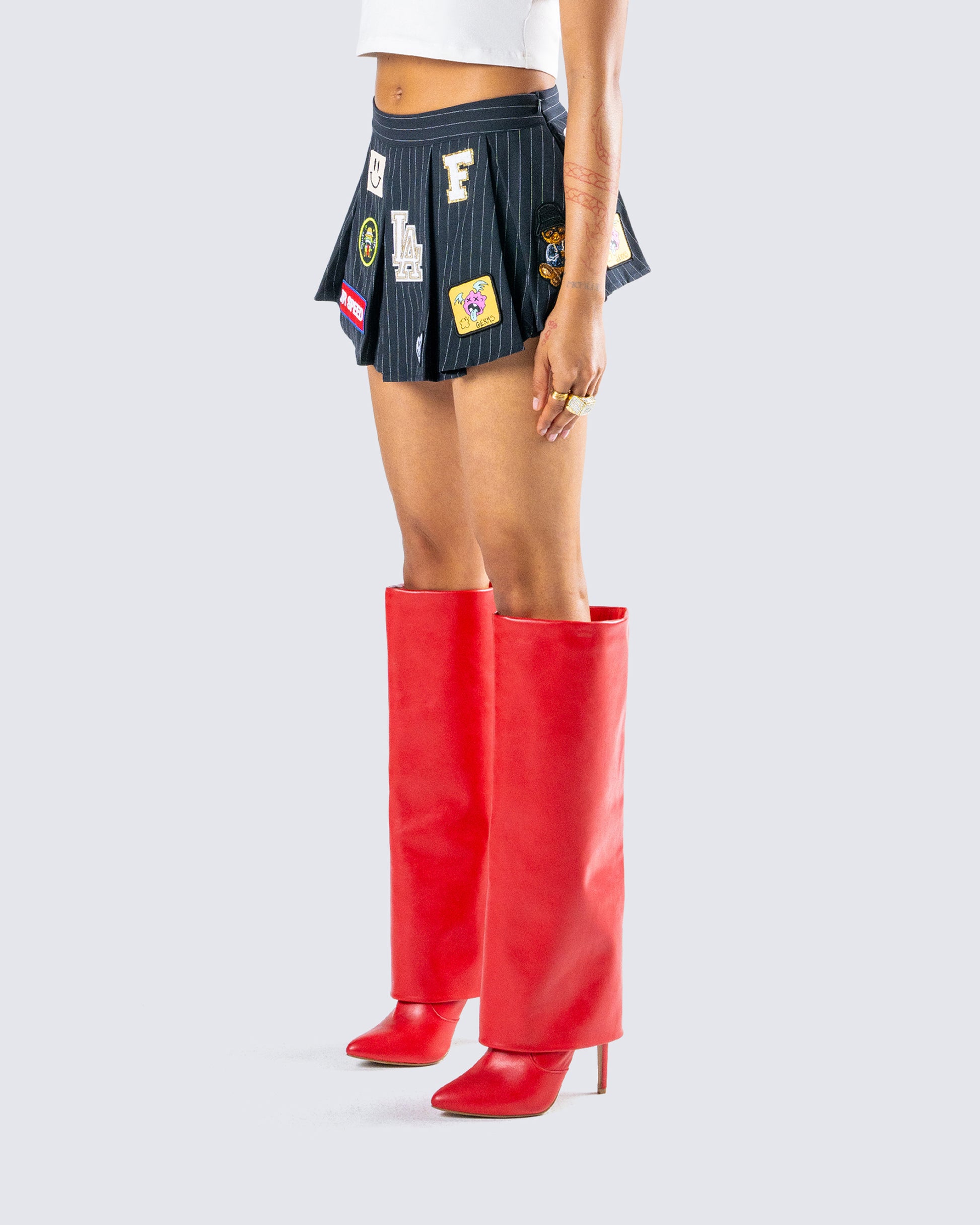 Women's mini skirt styled on model – FINESSE