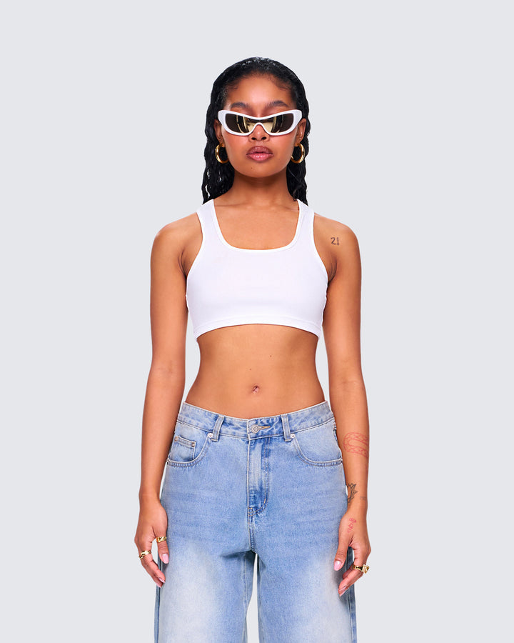 Women's tan tank top close-up detail – FINESSE