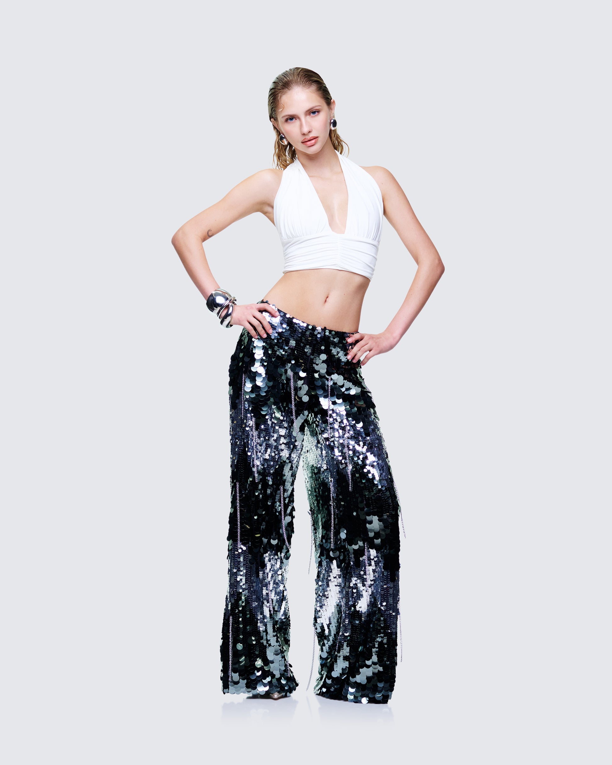 Women's silver pants alternate angle – FINESSE