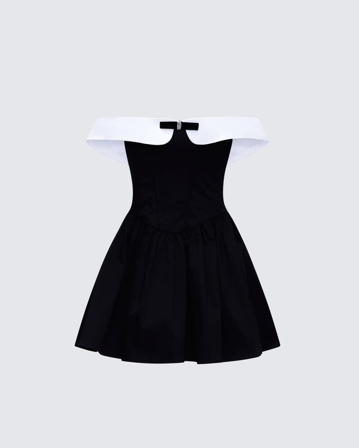 Women's black cotton mini dress – FINESSE