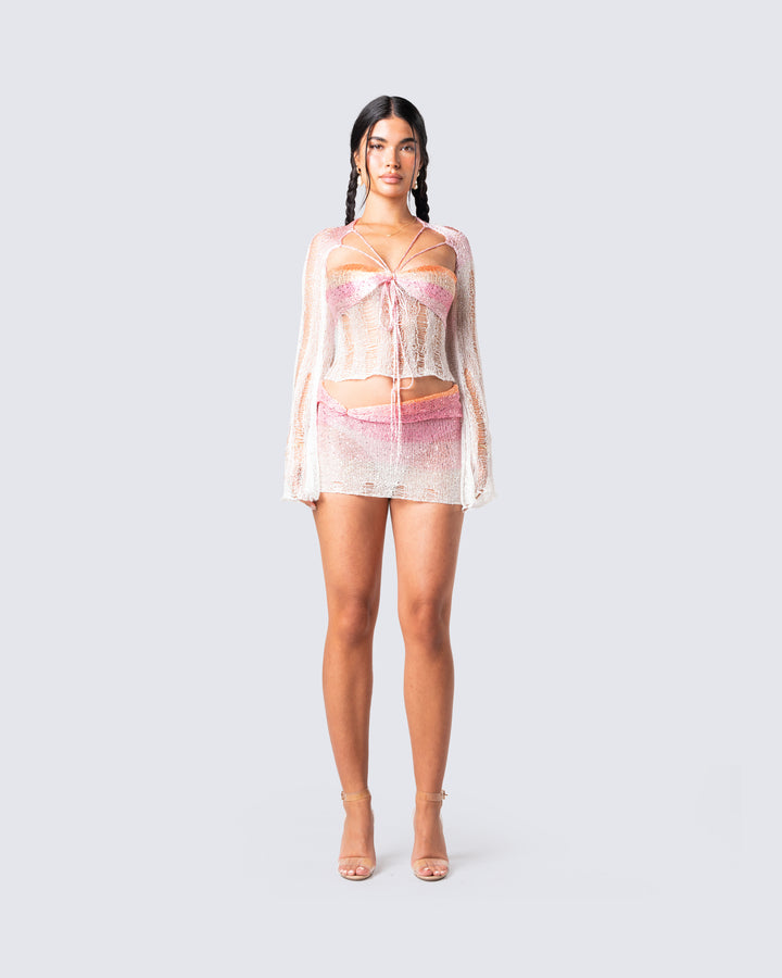 Women's pink matching set close-up detail – FINESSE