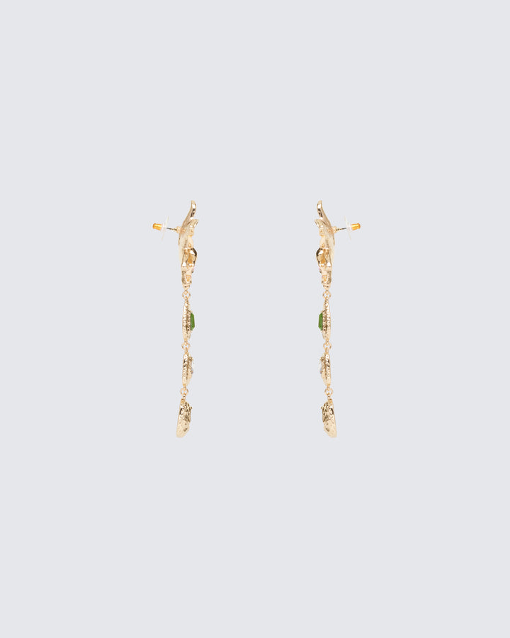 Yasmeen Gold Tropical Flower Drop Earrings