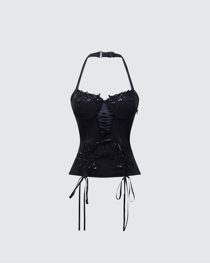 Women's black halter top – FINESSE
