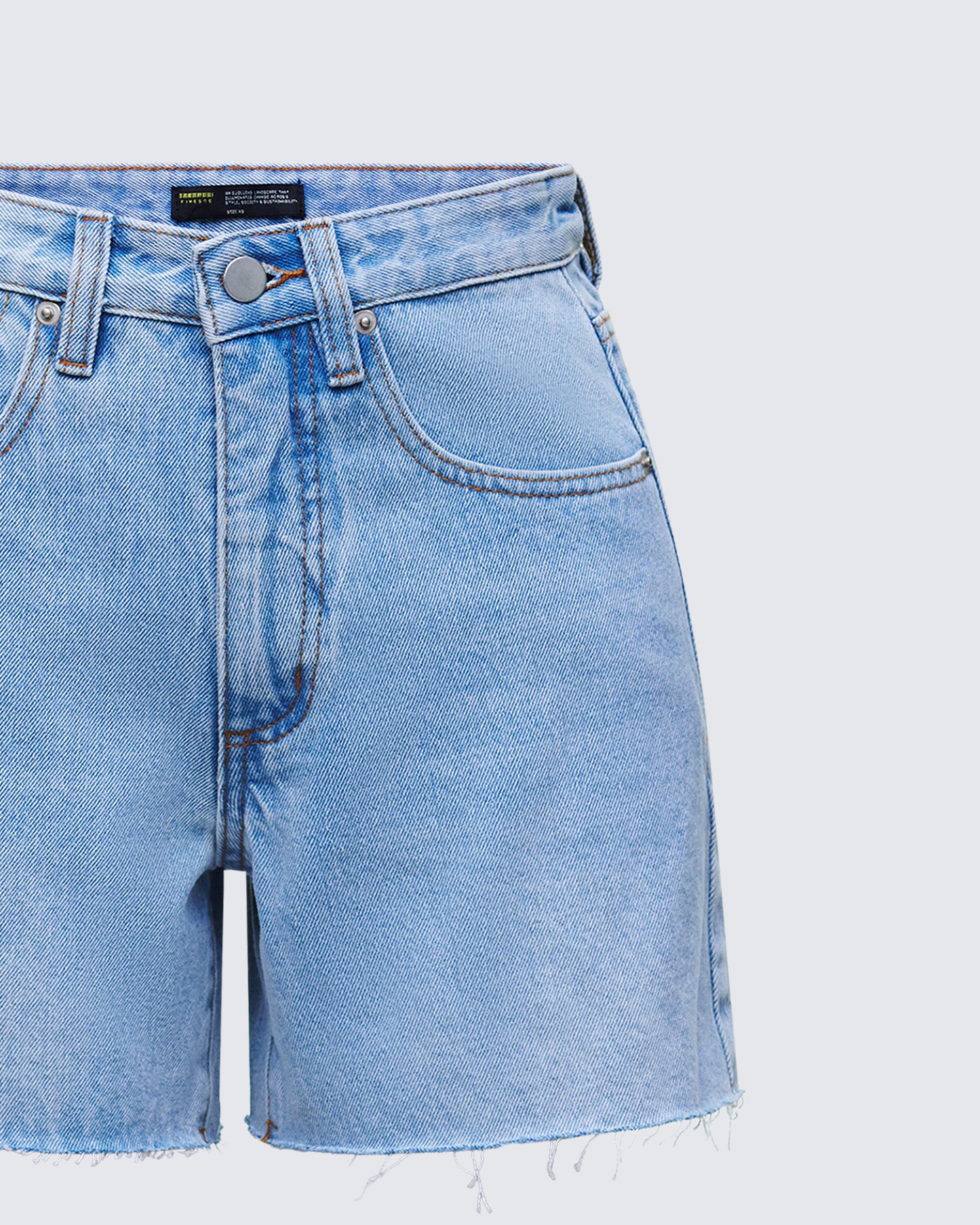 Women's blue cotton shorts alternate angle – FINESSE