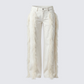 Flint Ivory Straight leg Jeans With Fur Trim