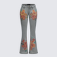 Jojo Grey Denim Flower Painted Jeans