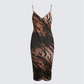 Nix Brown Printed Midi Dress