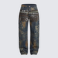 Octavia Multi Printed Denim Wide Leg Jean