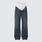 Saxony Grey Double Layer Baggy Jeans