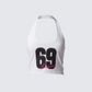 Shiloh White Graphic Halter Tank