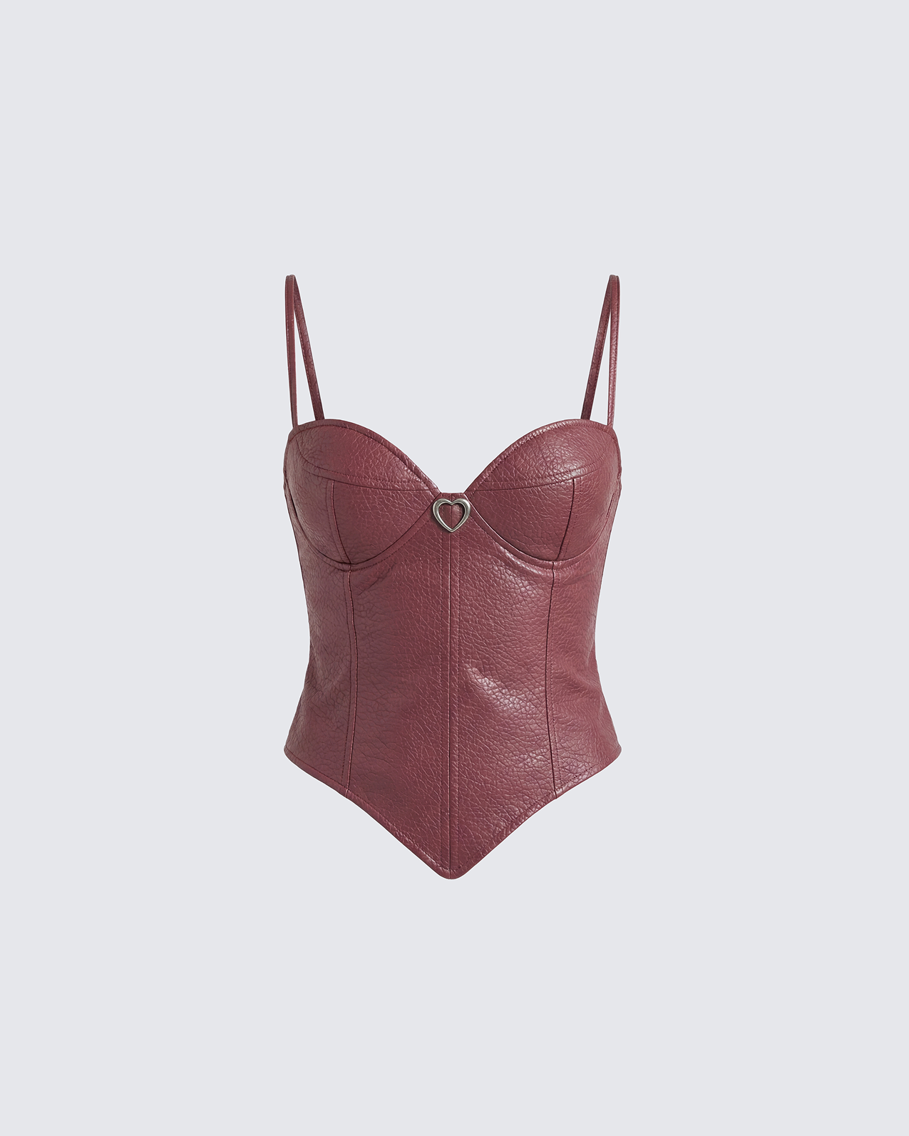 Sway Burgundy Leather Look Gold Trim Corset Top